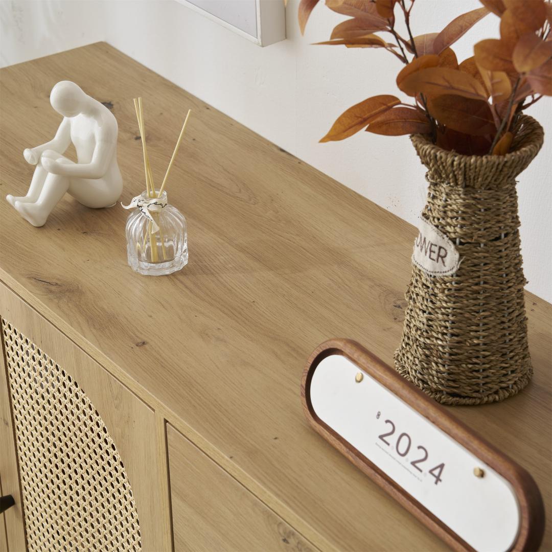 キャビネット サイドボード チェスト ラタン調 ラタン風 引き出し付き 大容量