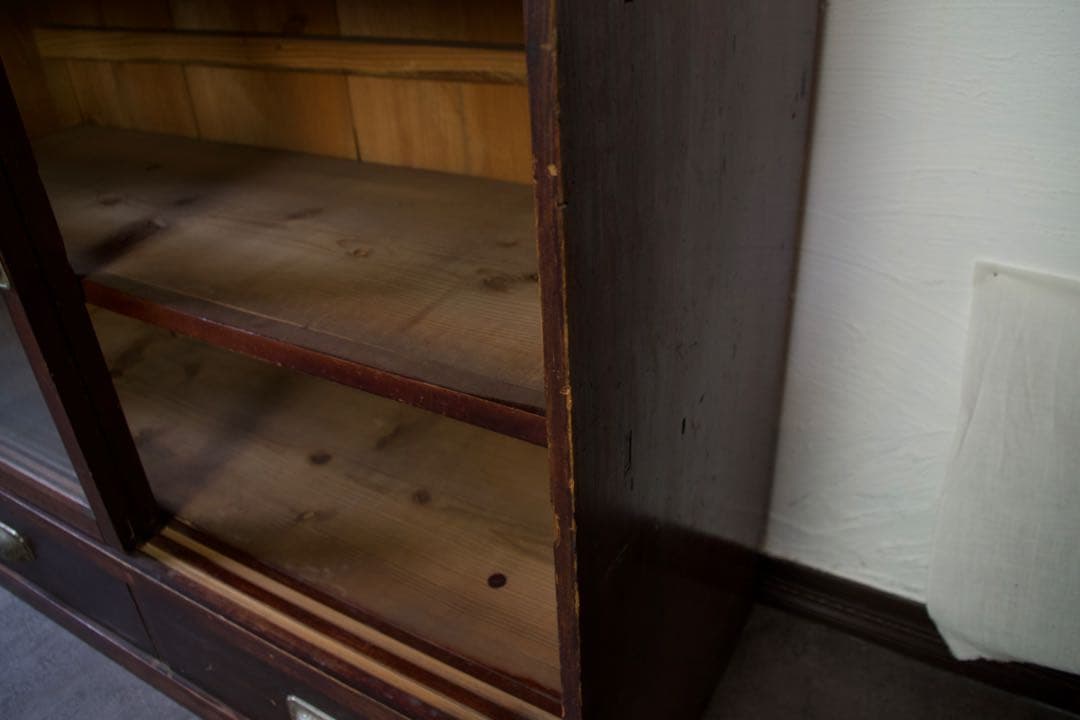 木製ガラス棚　食器棚　古道具　アンティーク