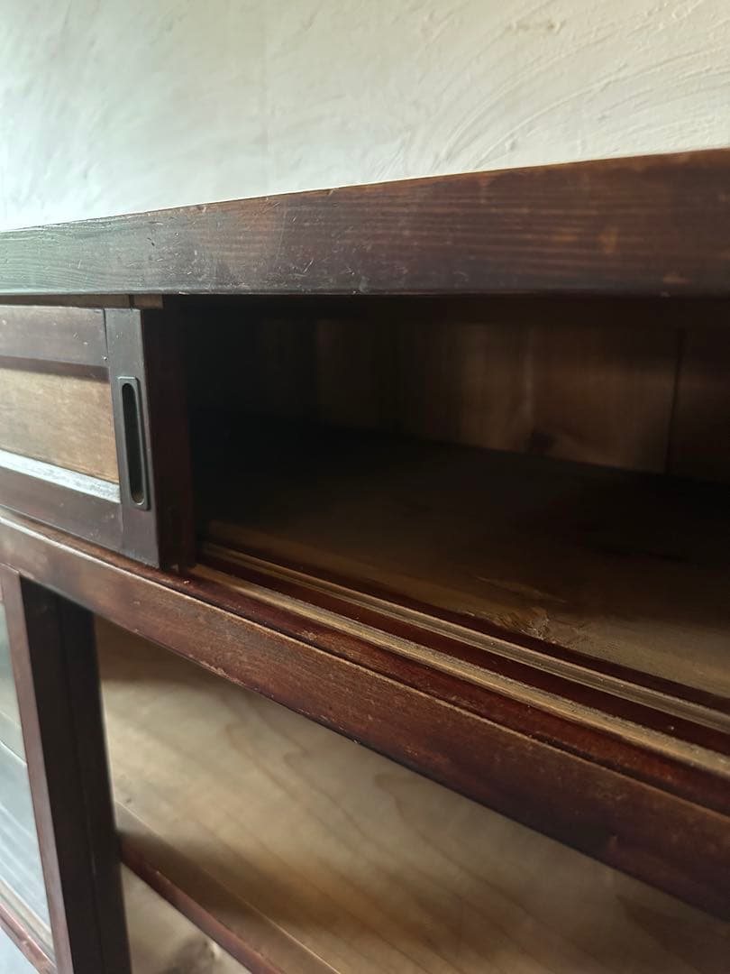 木製ガラス棚　食器棚　古道具　アンティーク