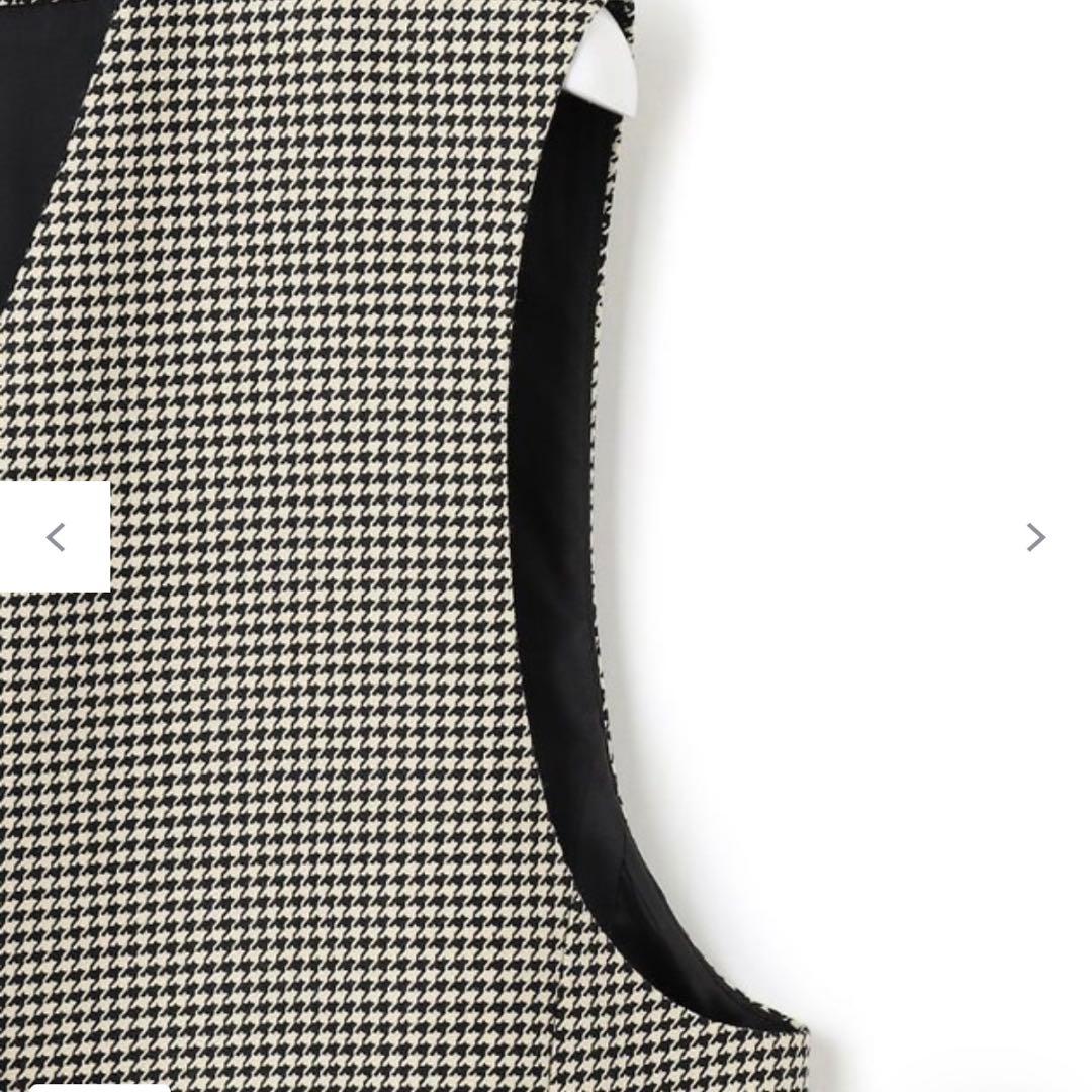 【美品】23区 ガンクラブチェック ロング ジレ モノトーンチェック38