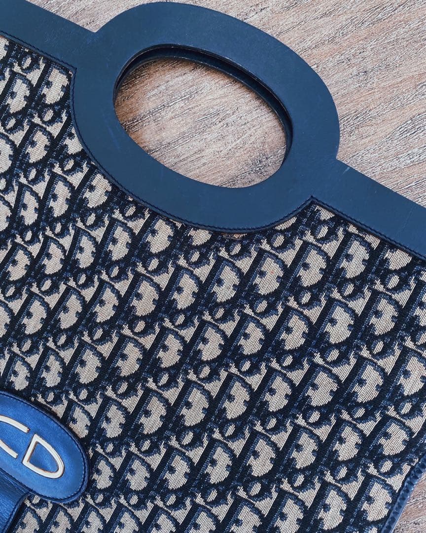 【希少】ヴィンテージ DIOR トロッター クラッチバッグ トート ネイビー