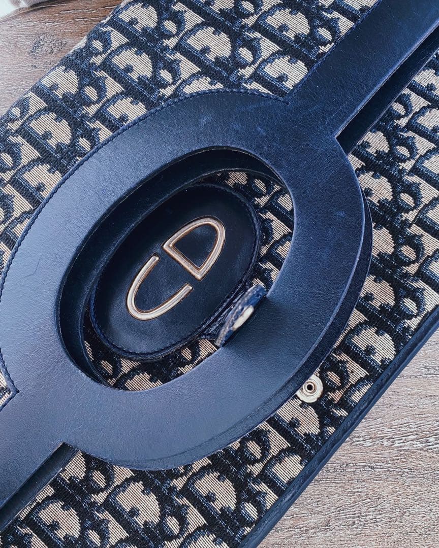 【希少】ヴィンテージ DIOR トロッター クラッチバッグ トート ネイビー