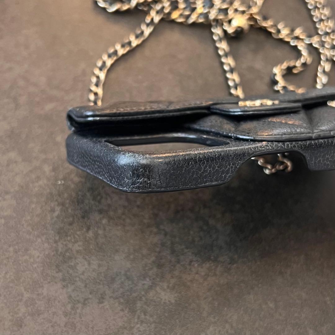 【美品】CHANEL シャネル キャビアスキン iPhone13pro ケース