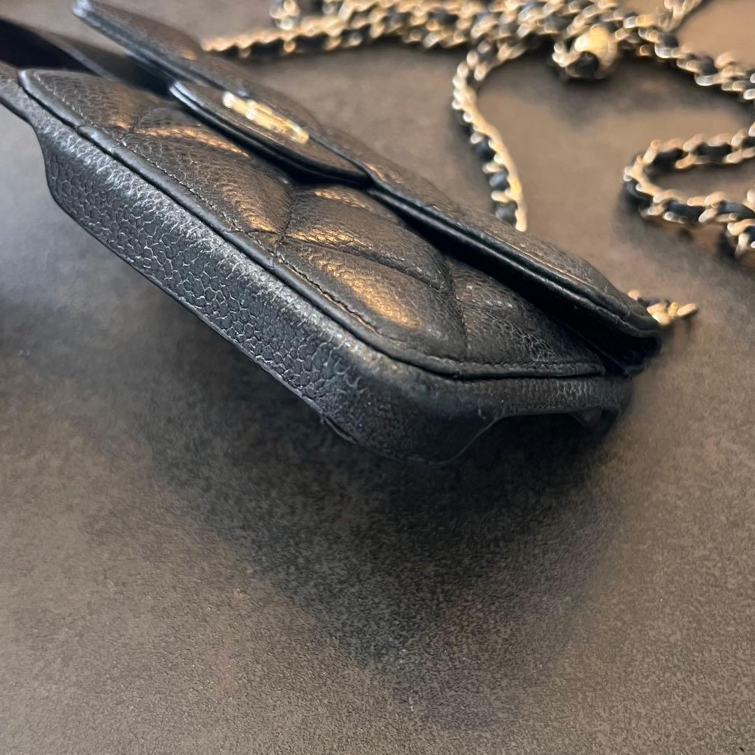 【美品】CHANEL シャネル キャビアスキン iPhone13pro ケース