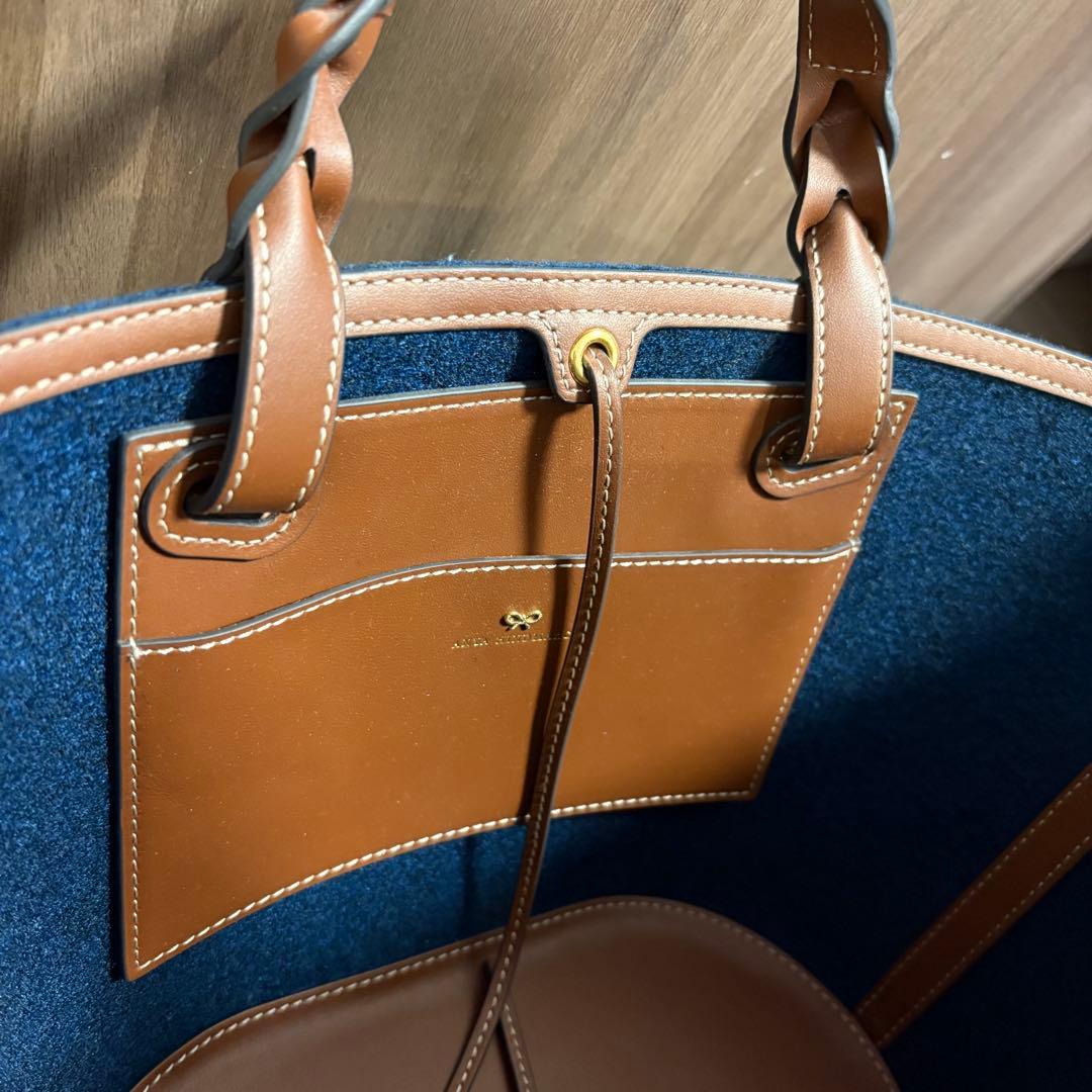 （ may）美品✨ANNA HINDMARCH ネイビー フェルトトート