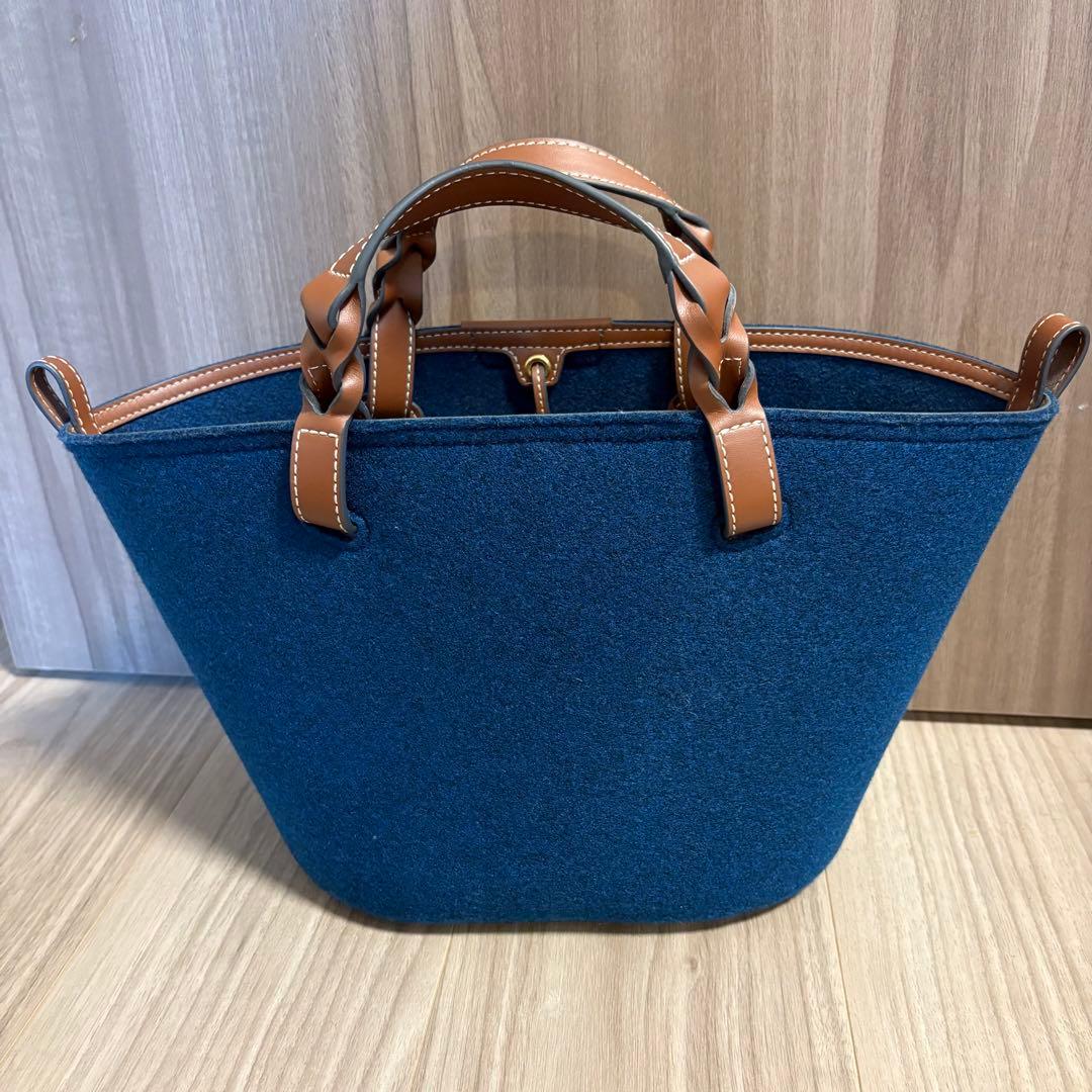 （ may）美品✨ANNA HINDMARCH ネイビー フェルトトート