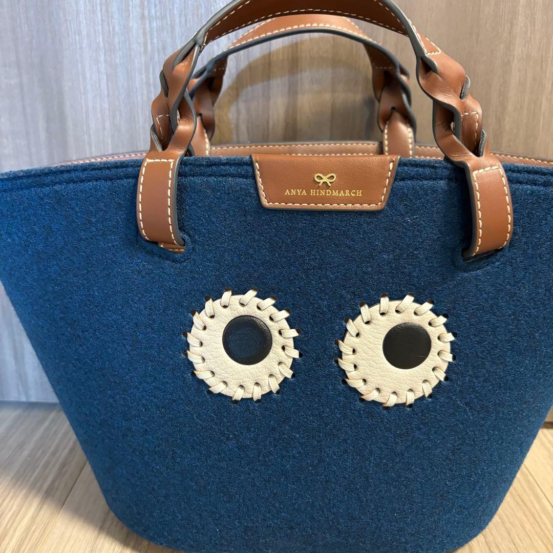 （ may）美品✨ANNA HINDMARCH ネイビー フェルトトート