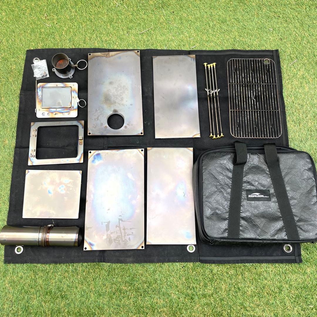 Soomloomチタン製薪ストーブ スパークアレスター　煙突ジャック付き