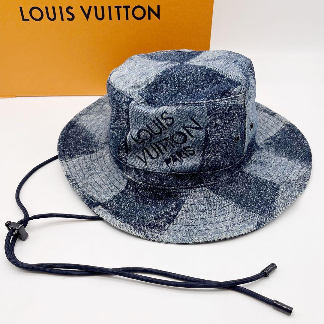 ルイヴィトン　ハット シャポー　スケーター　ダミエ ソルト　ブルー デニム　60
