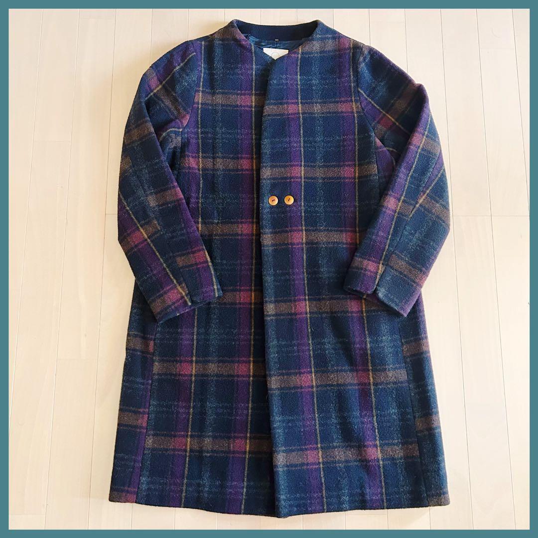 【試着のみ美品】パラスパレス ロング コート チェック柄 サイズ2