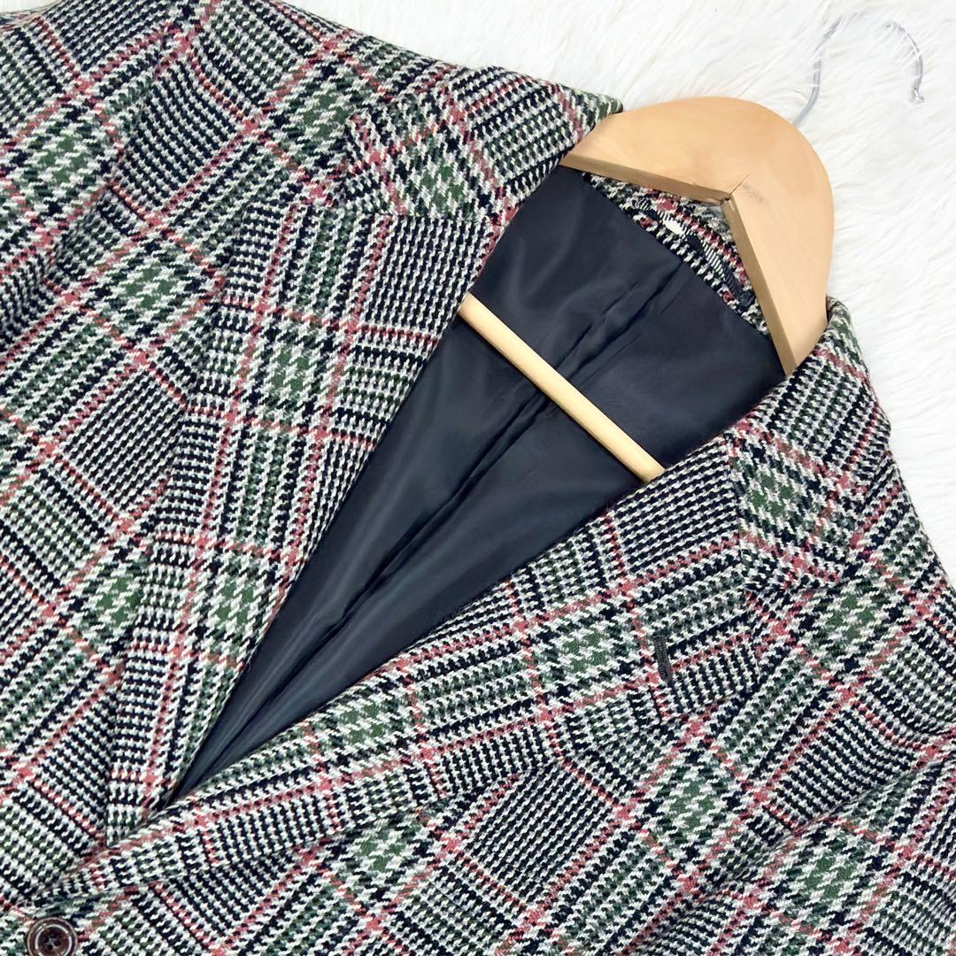 美品　ジーステージ　ツイード　アンゴラ混　グレンチェック　テーラードジャケットM