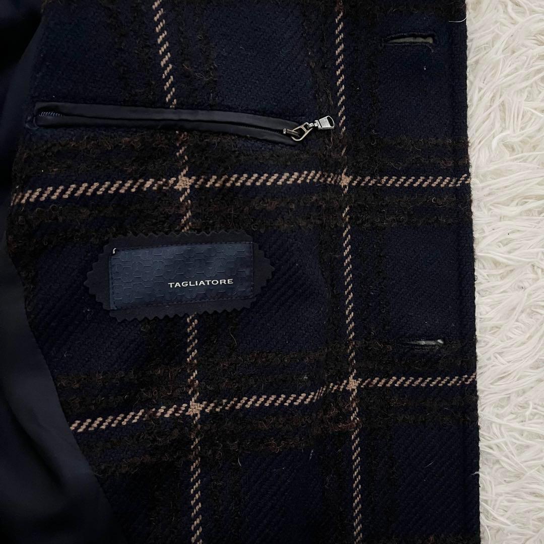 <美品>TAGLIATORE 新ロゴ COOPER ネイビー ウール コート48