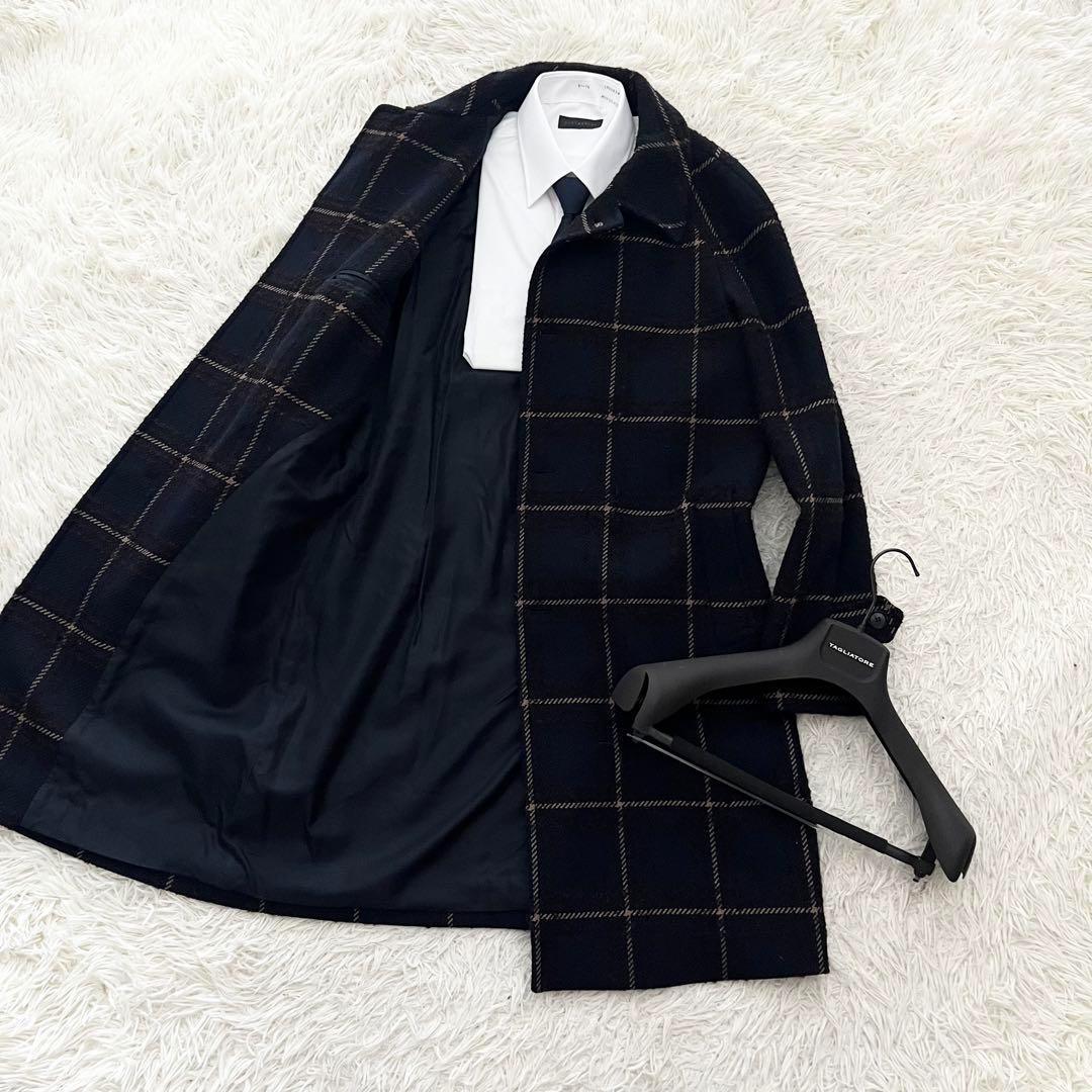 <美品>TAGLIATORE 新ロゴ COOPER ネイビー ウール コート48