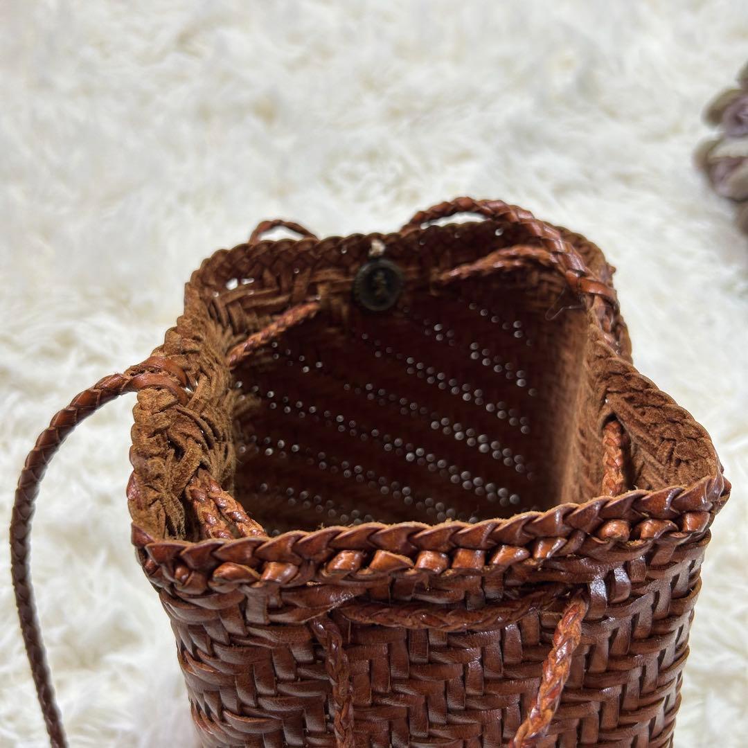 極美品★dragon ドラゴン レザー メッシュ ミニ ショルダー バッグ