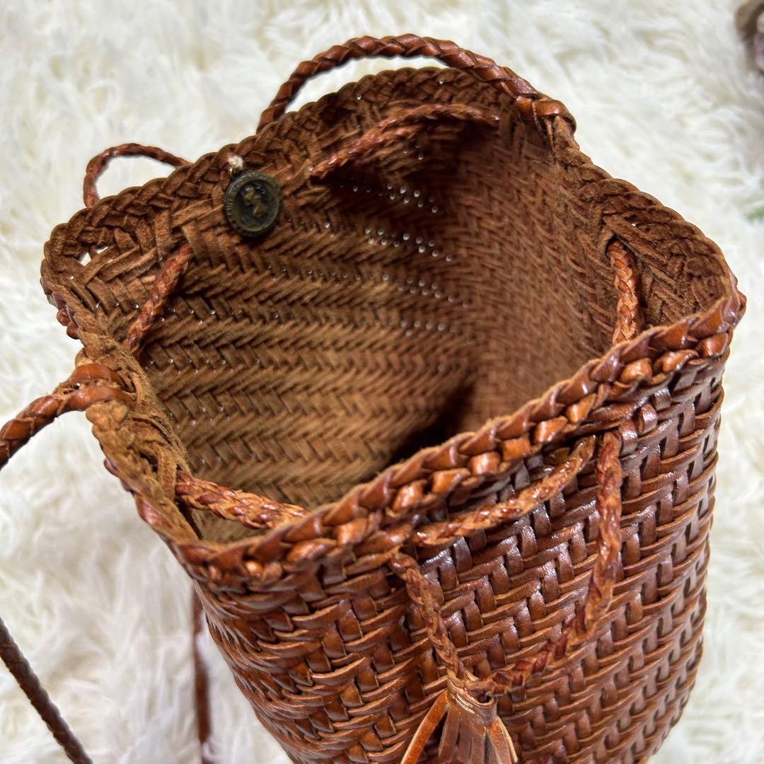 極美品★dragon ドラゴン レザー メッシュ ミニ ショルダー バッグ