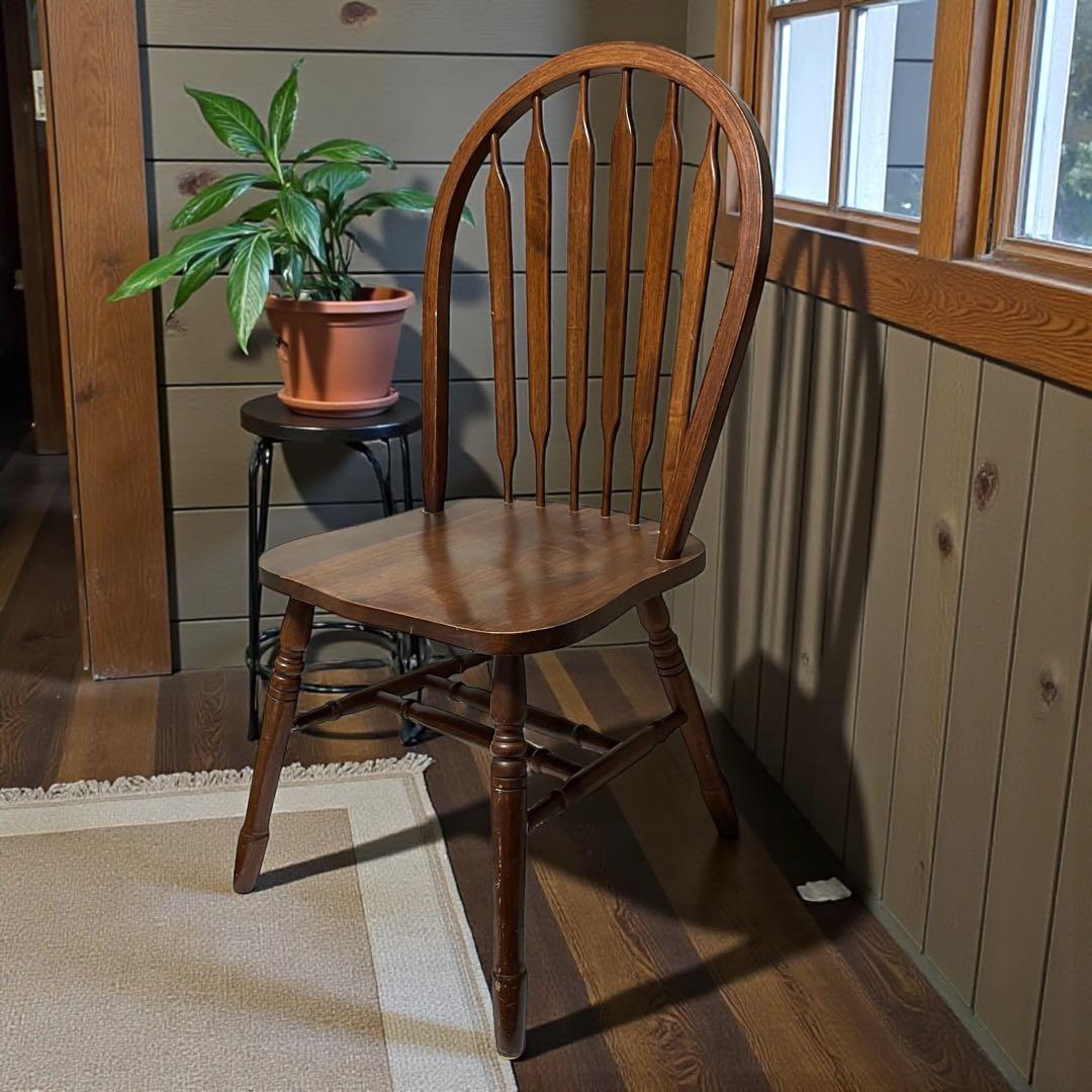 マレーシア製　ウィンザーチェア　ボウバックチェア　ダイニングチェア　木製　椅子