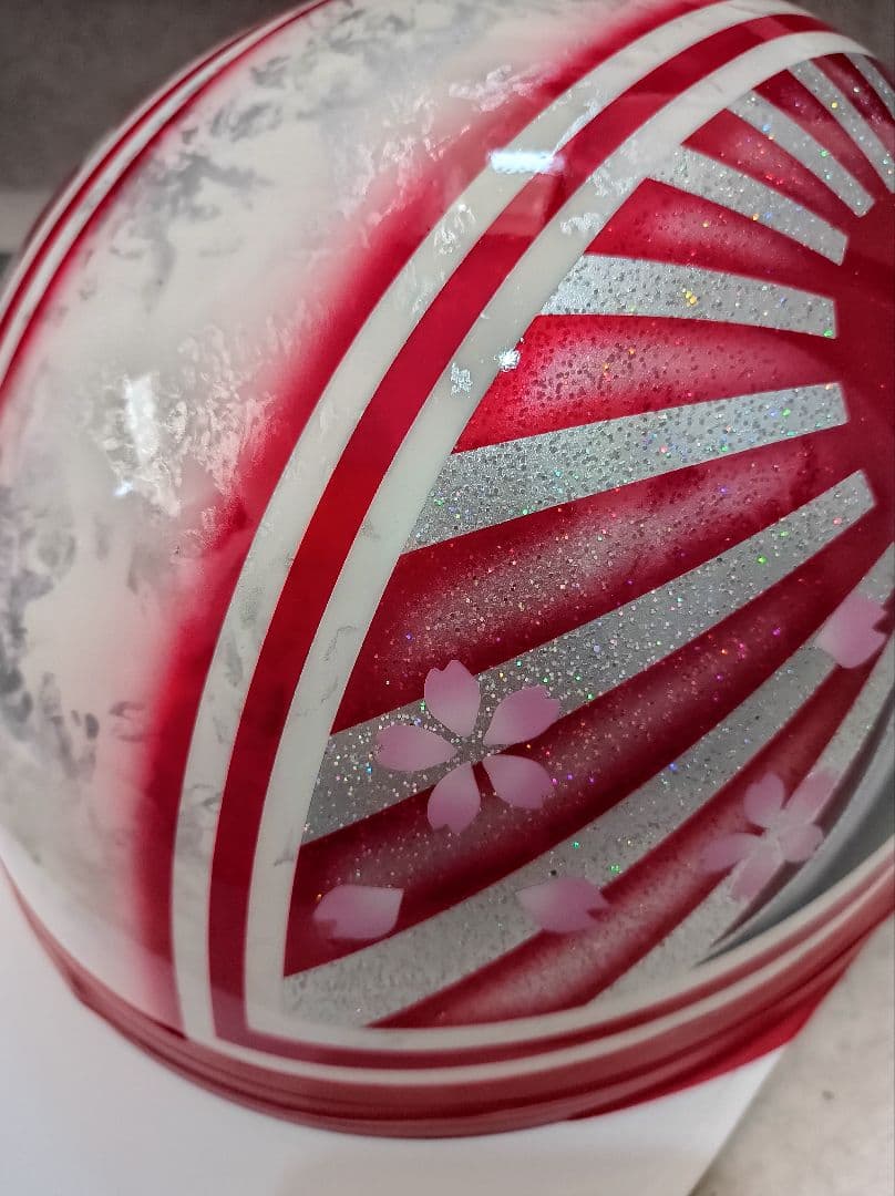 カスタムコルク半　ラップ塗装✘Candyレッド富士日章　七色ラメ