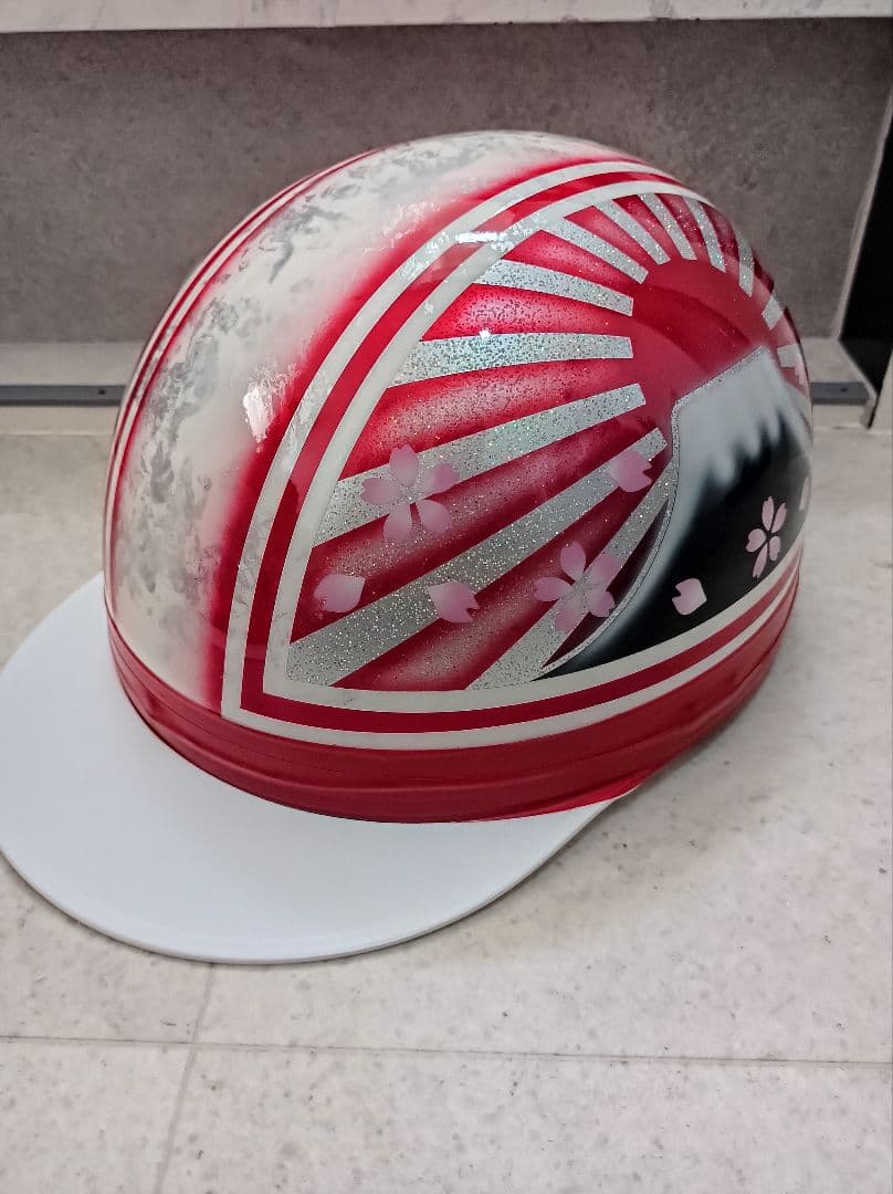 カスタムコルク半　ラップ塗装✘Candyレッド富士日章　七色ラメ