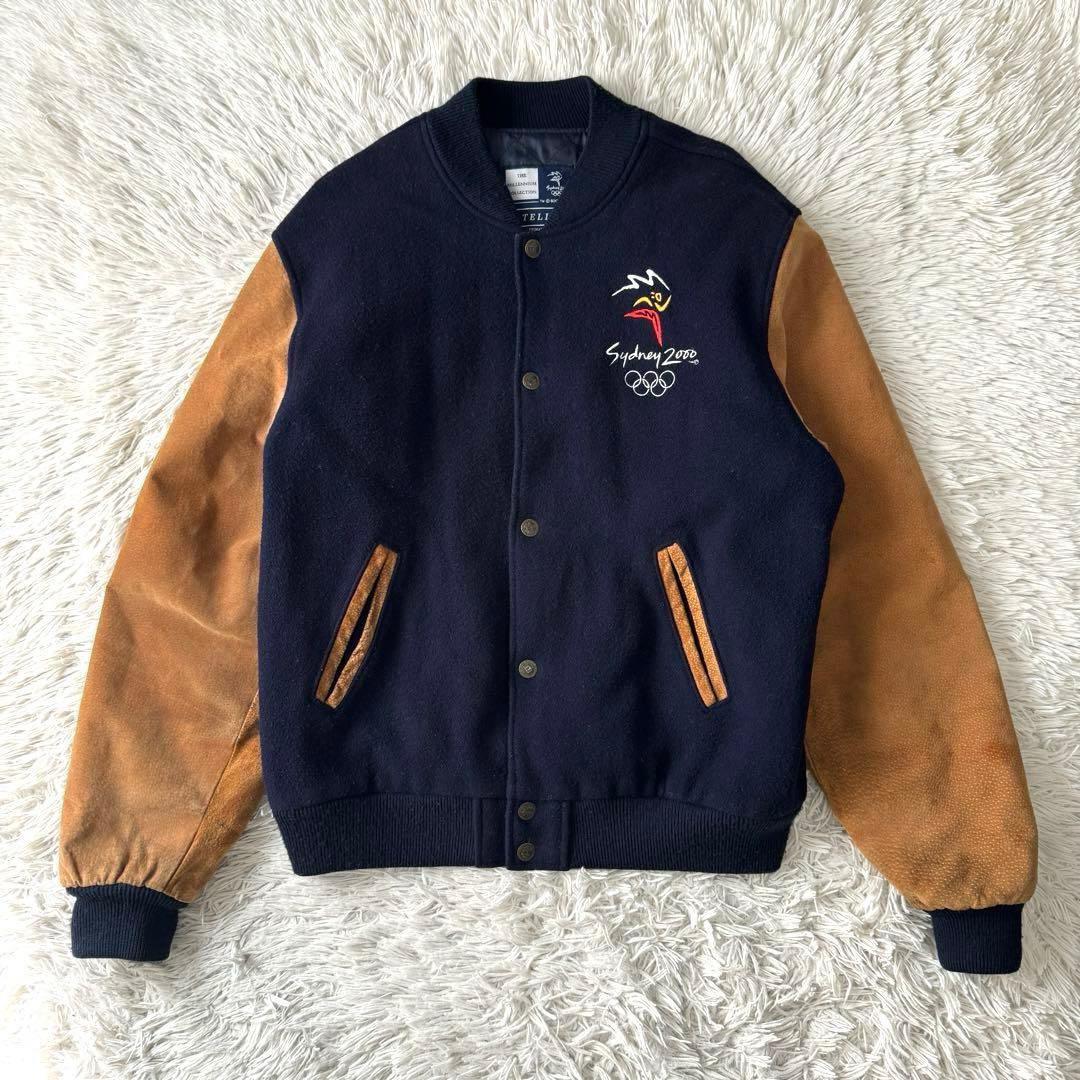 00s vintage 2000年 シドニーオリンピック 袖レザー スタジャン