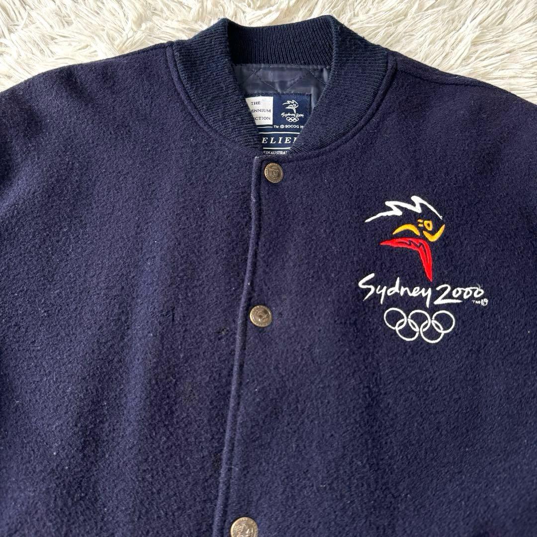 00s vintage 2000年 シドニーオリンピック 袖レザー スタジャン