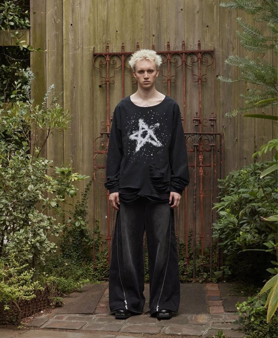 【GRANCY】ラインストーン グラフィック ダメージロンT