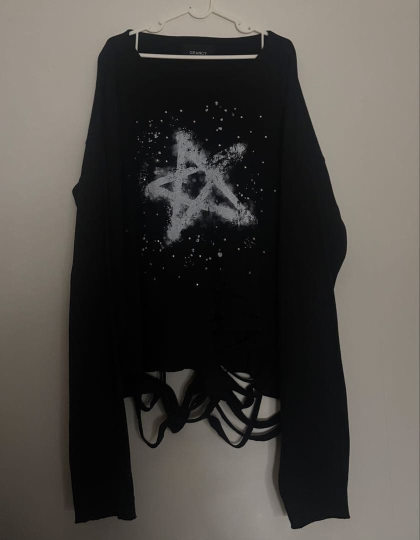 【GRANCY】ラインストーン グラフィック ダメージロンT