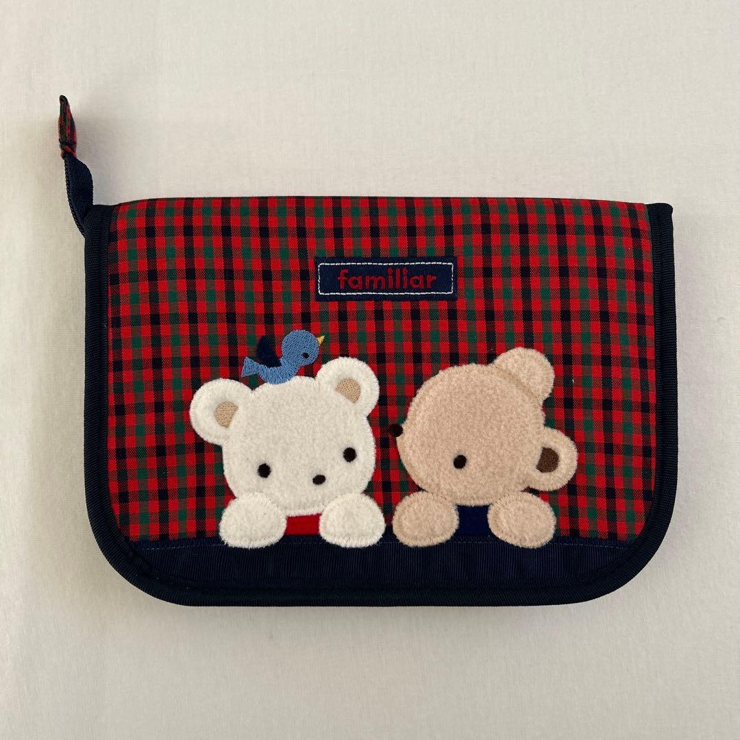 【新品】familiar チェック柄ポーチ 母子手帳ケース 001