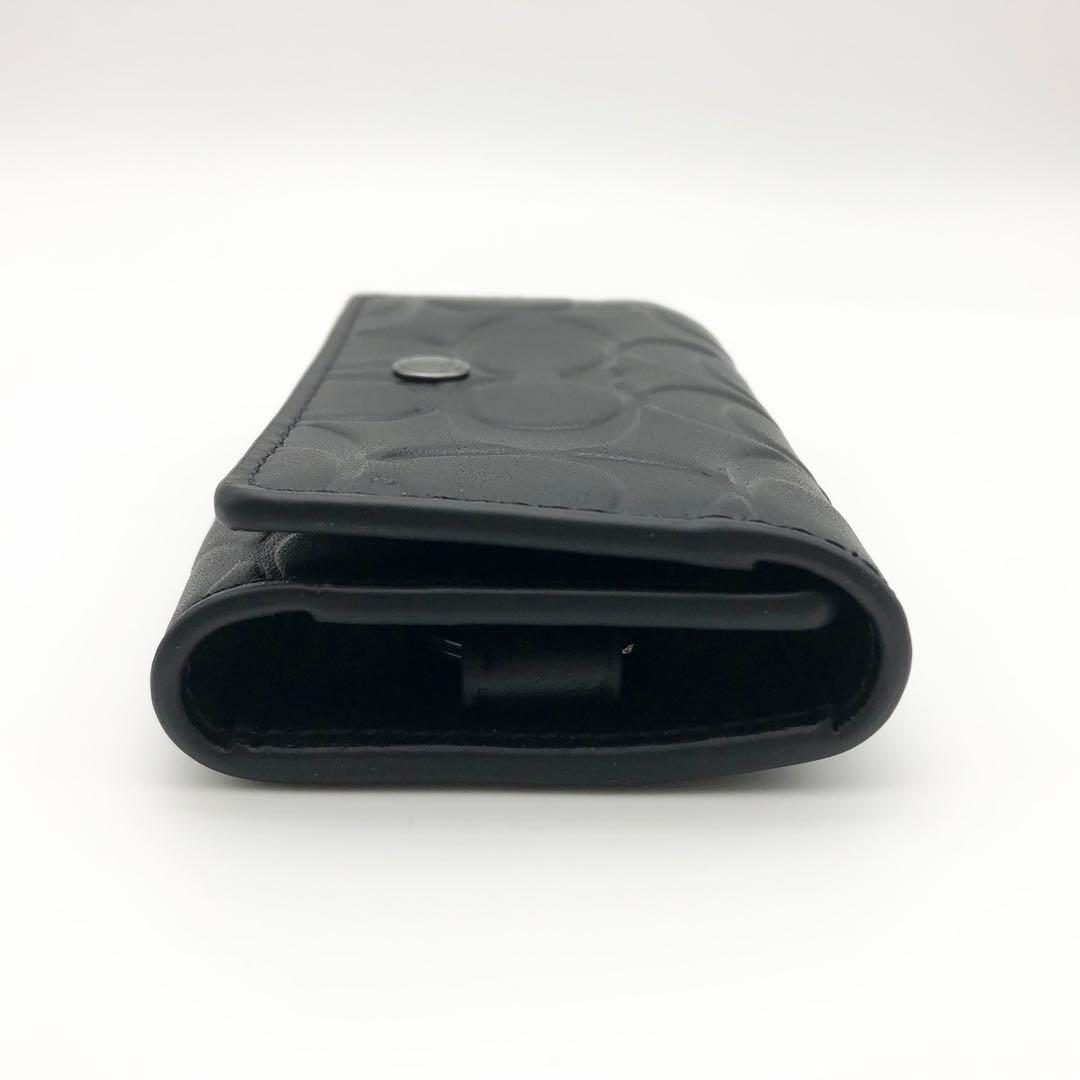 COACH 大人気！！ 5リングキーケース シグネチャー レザー ブラック 新品