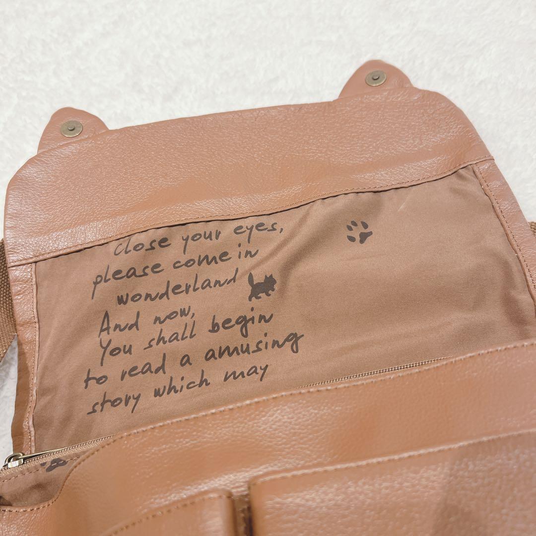 わちふぃーるど ダヤン 猫耳 レザー ショルダーバッグ 本革 茶 ブラウン