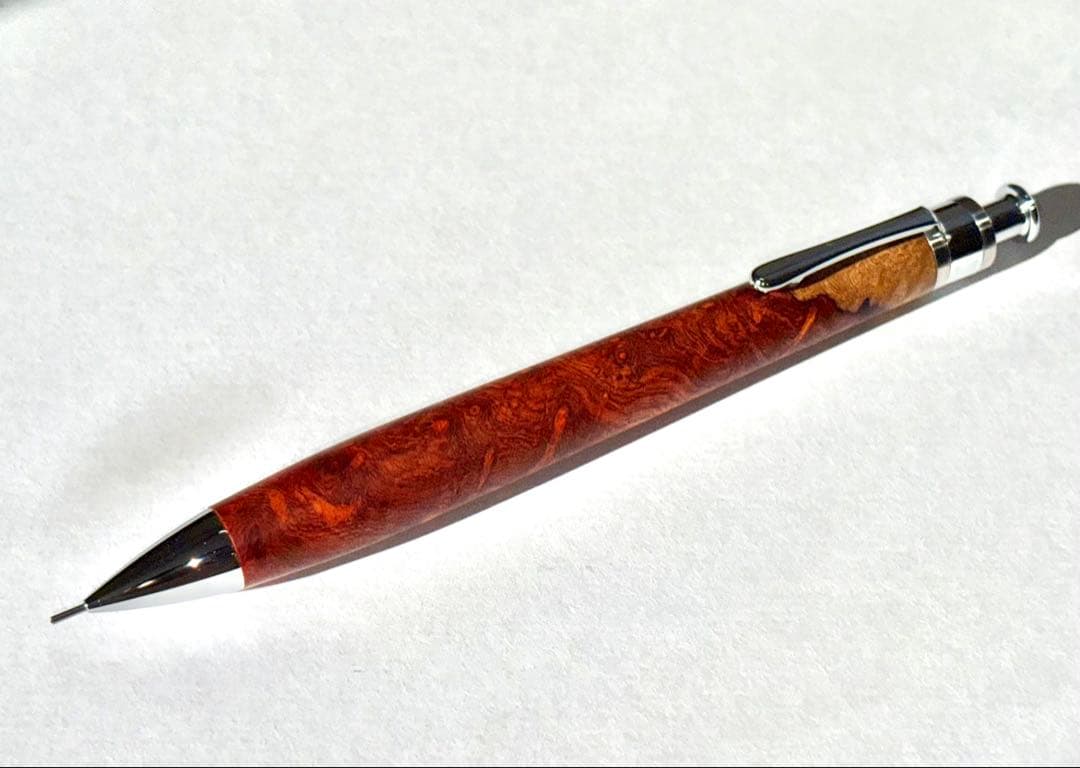 【極上杢】工房楔 ペンシル楔 花梨紅白瘤杢 0.5mmシャープペンシル