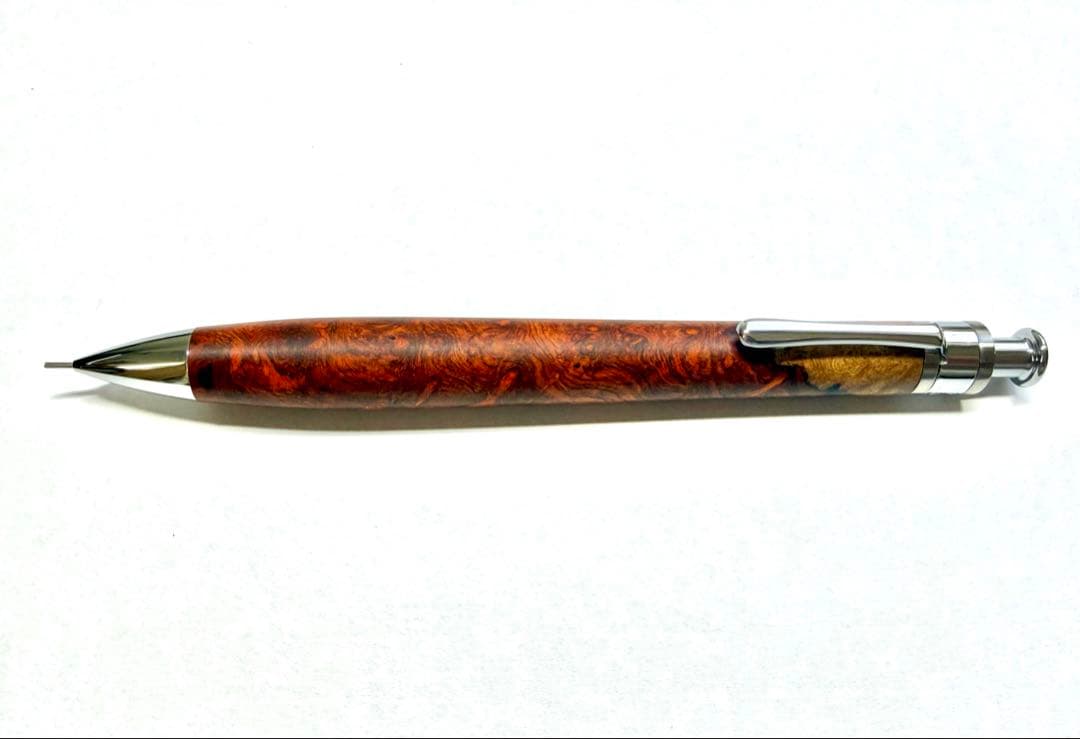 【極上杢】工房楔 ペンシル楔 花梨紅白瘤杢 0.5mmシャープペンシル