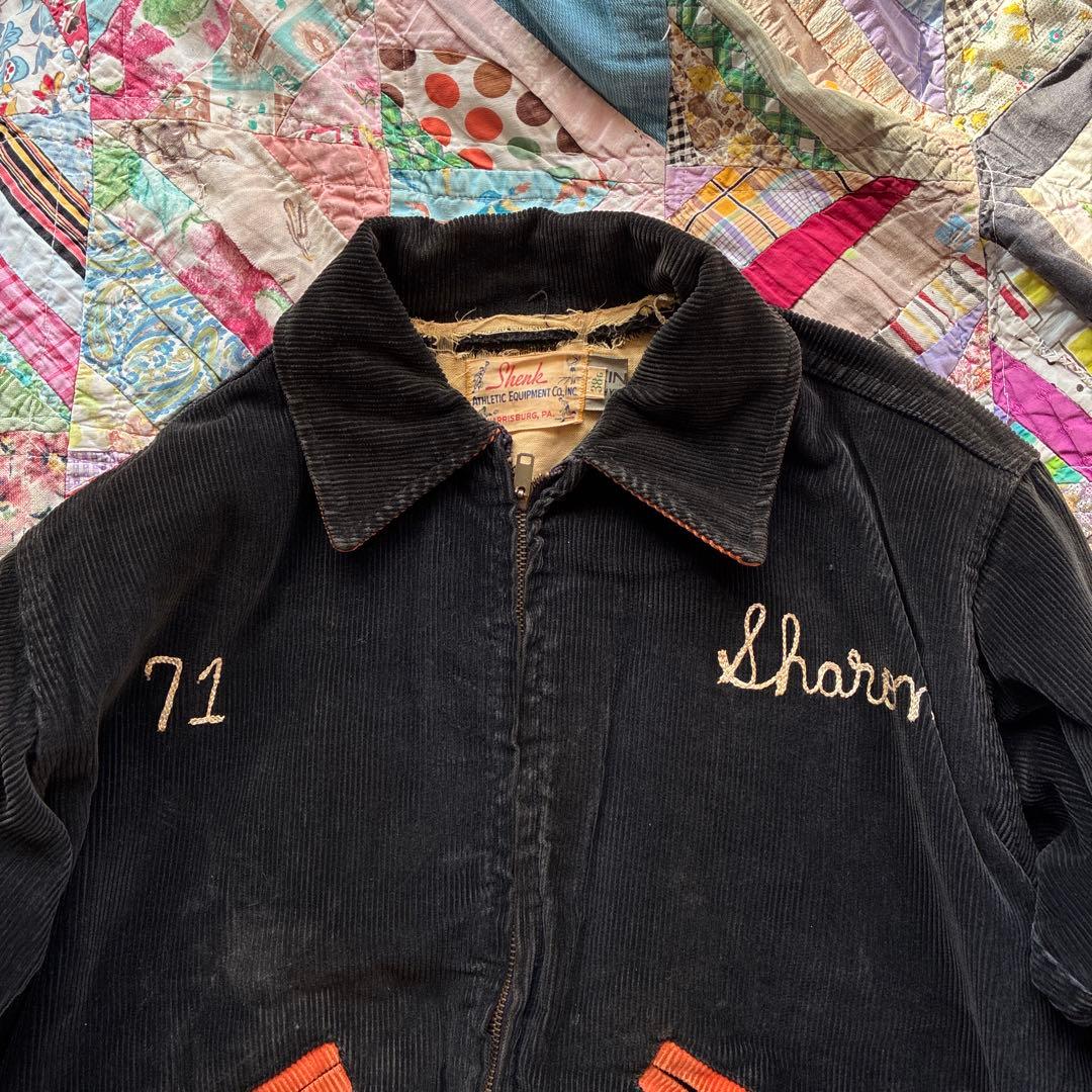 アンティークヴィンテージ50sアメリカスタジャン古着コーデュロイ刺繍刺繍ワッペン