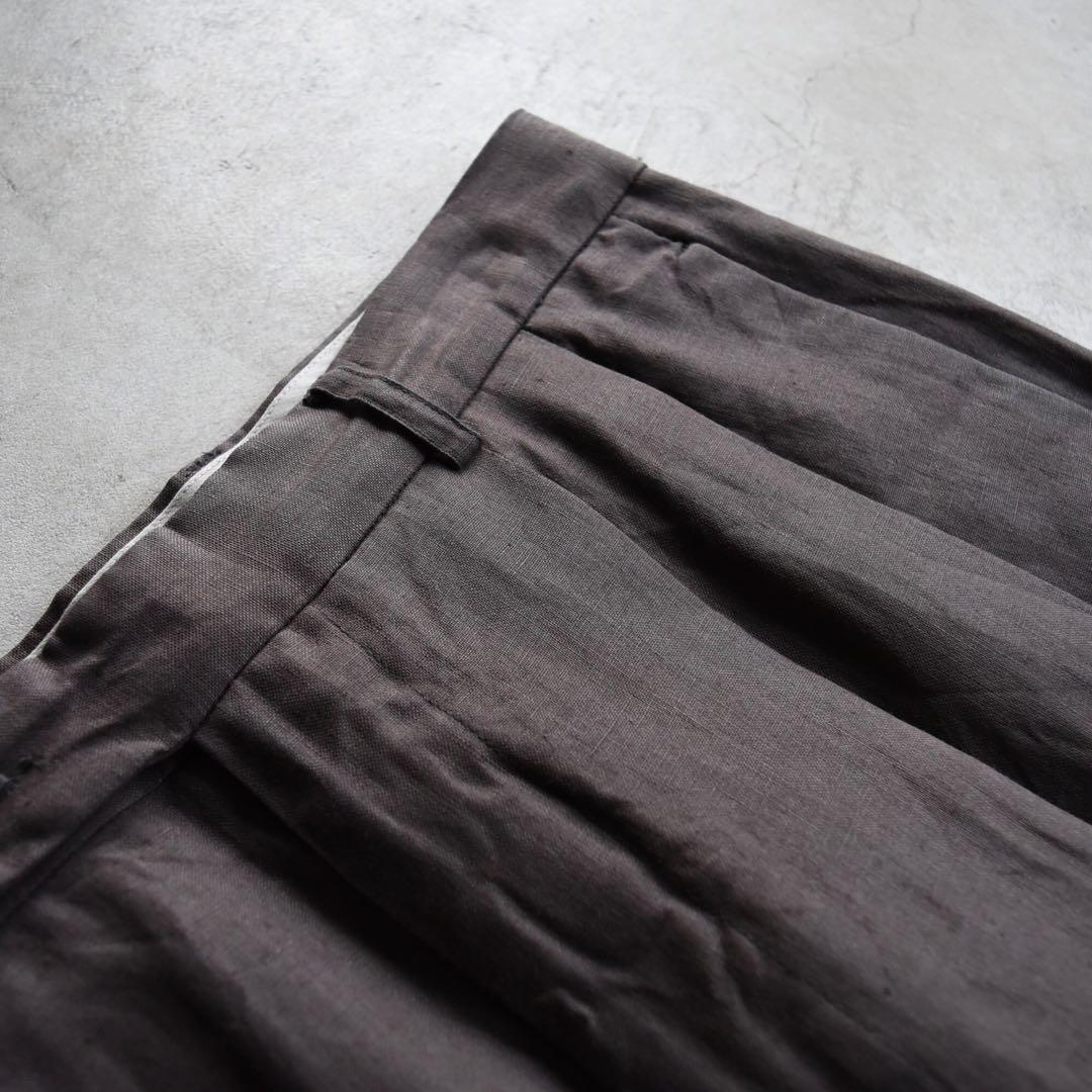 90s バナナリパブリック ツータック リネンスラックス ブラウンW32 L30