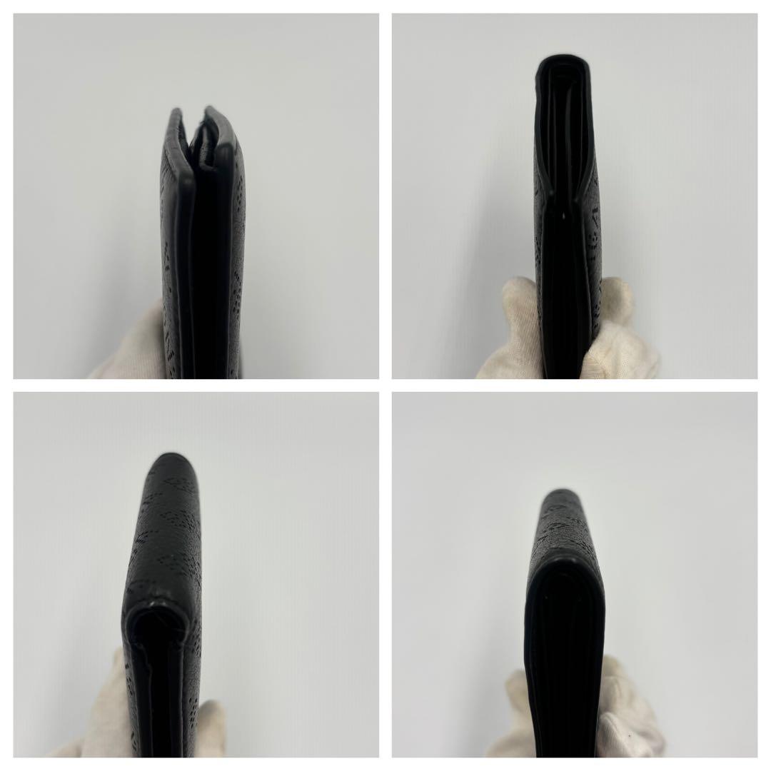 【美品】BALENCIAGA ブラック 二つ折り財布 パンチング