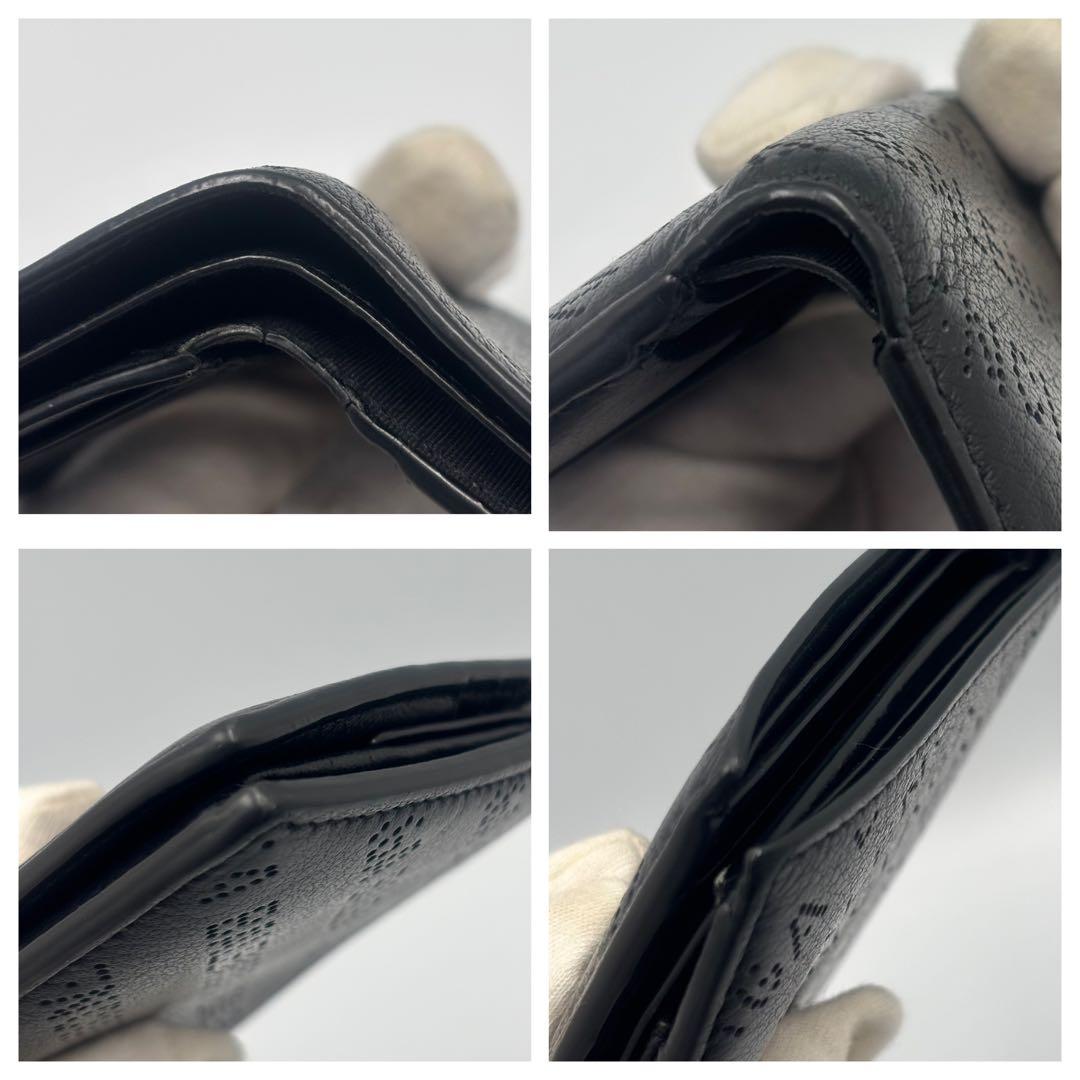 【美品】BALENCIAGA ブラック 二つ折り財布 パンチング