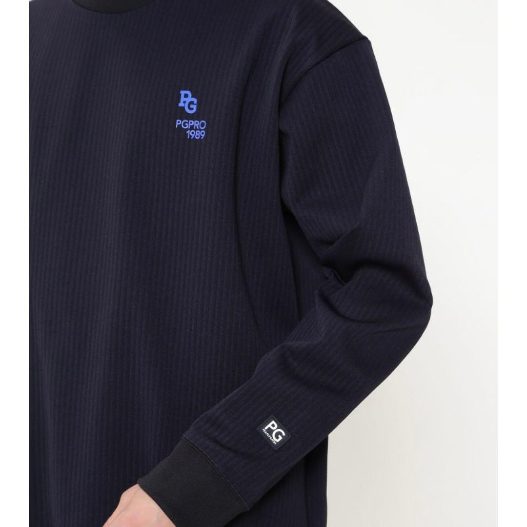 PEARLYGATES　凹凸ストライプクルーネックプルオーバー　トレーナー　紺色