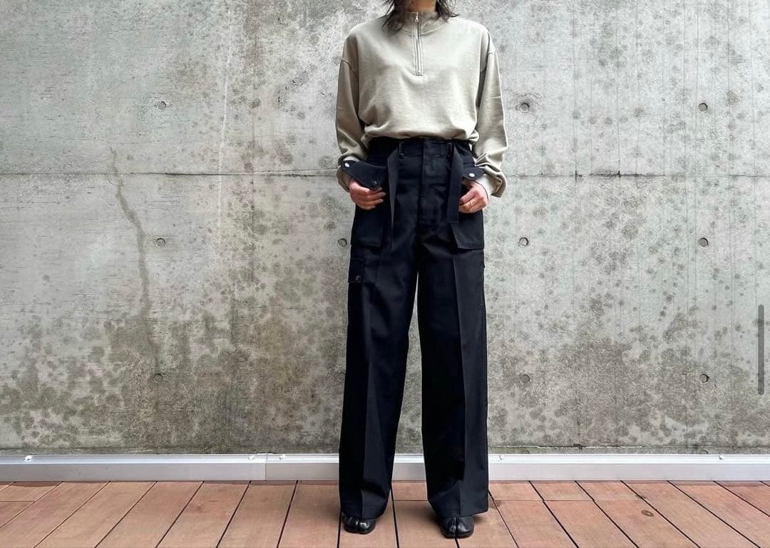 【AURALEE】 ヘリンボーンカーゴパンツ ブラック サイズ0