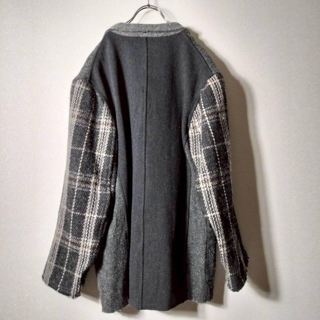 コムデギャルソンシャツ 切り替えテーラードジャケット チェック ウールカシミヤ