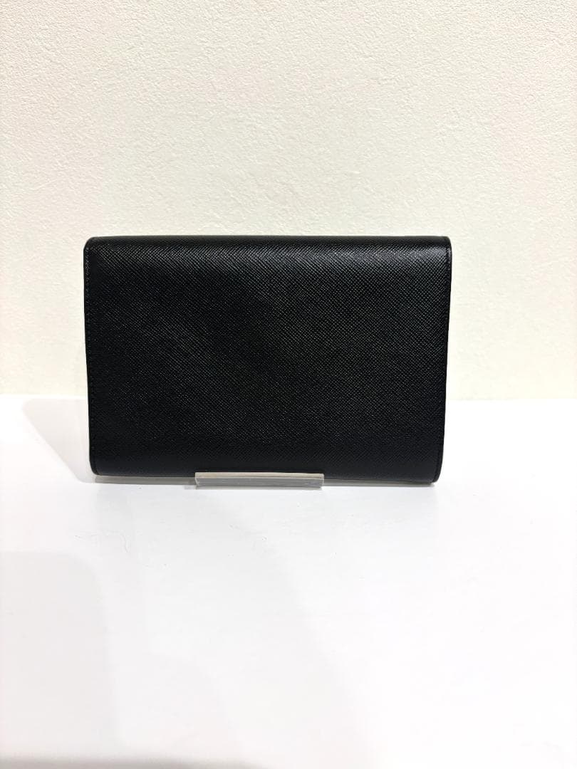 未使用級　箱付き PRADA サフィアーノレザー 三つ折り財布 ブラック