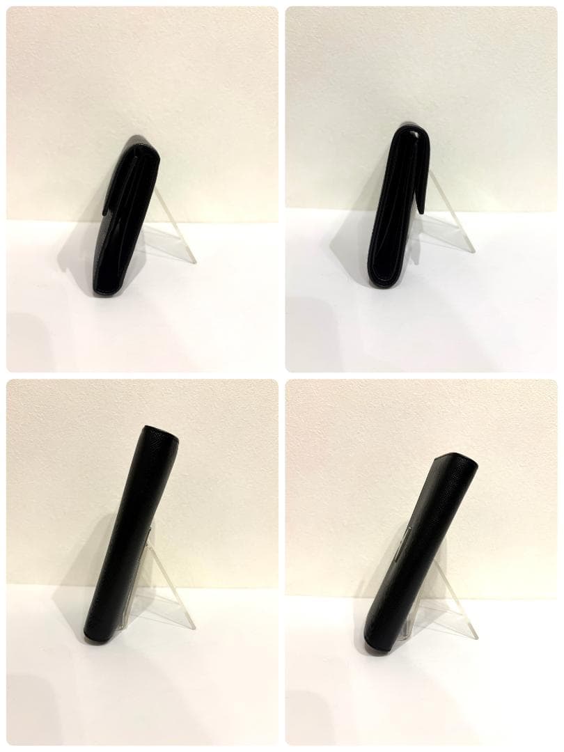 未使用級　箱付き PRADA サフィアーノレザー 三つ折り財布 ブラック