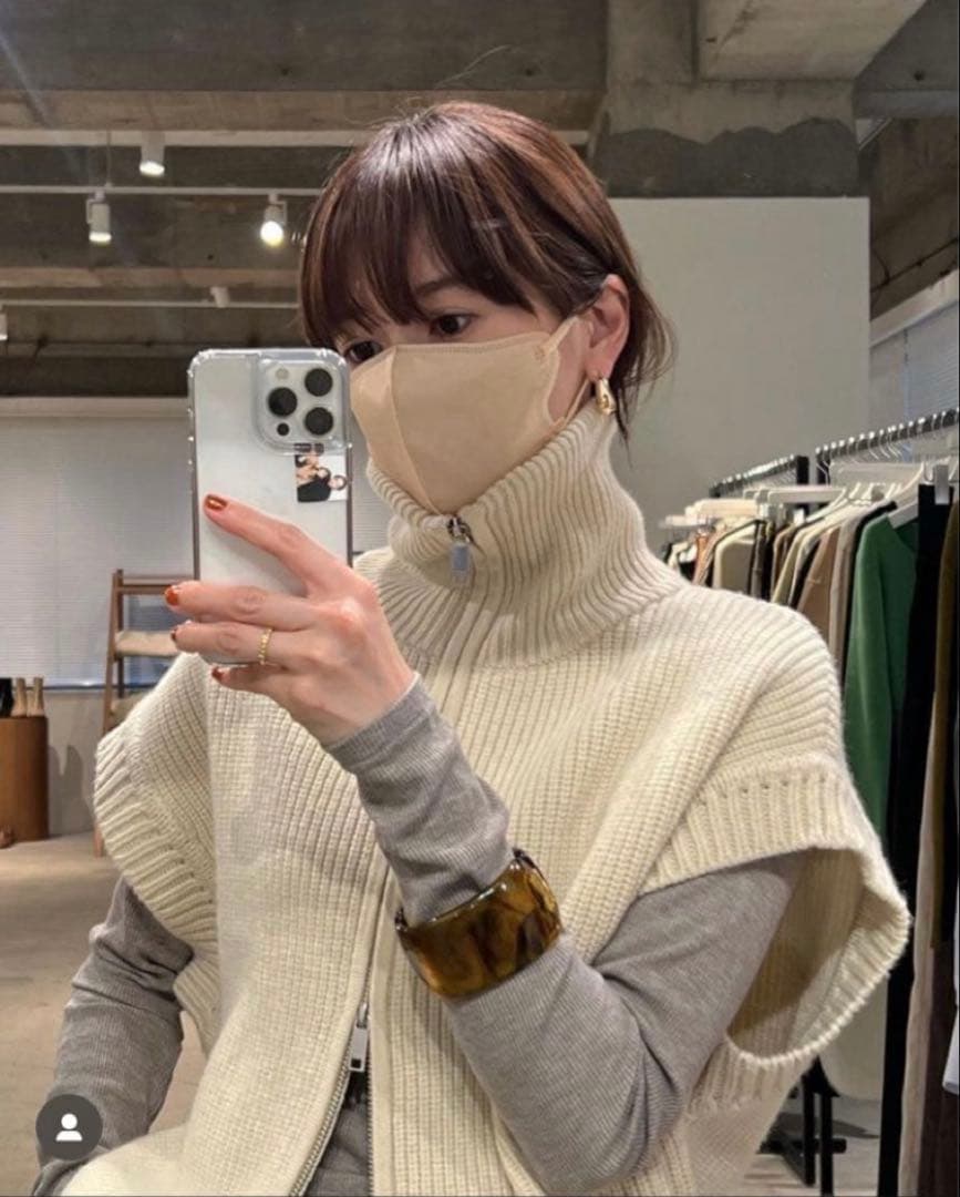 トップス CLANE ZIP COLLAR KNIT VEST 1