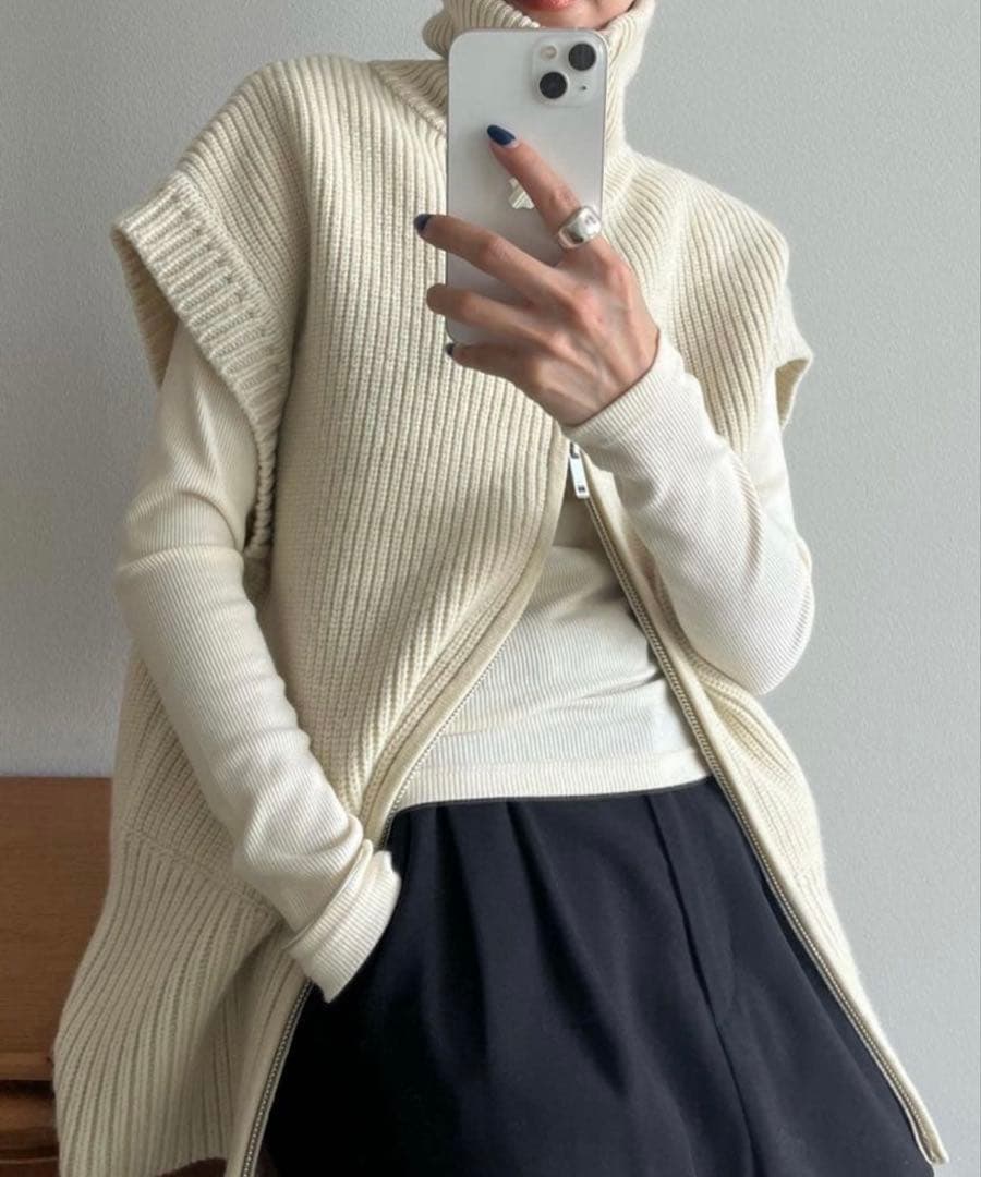 トップス CLANE ZIP COLLAR KNIT VEST 1