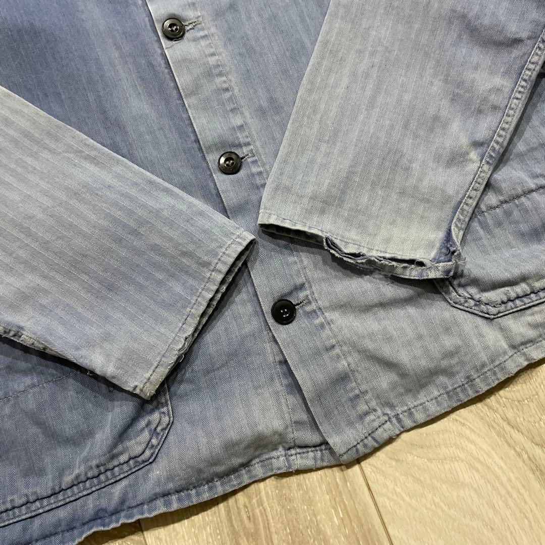 70s ユーロ HBT ワークジャケット ヘリンボーン フレンチ カバーオール