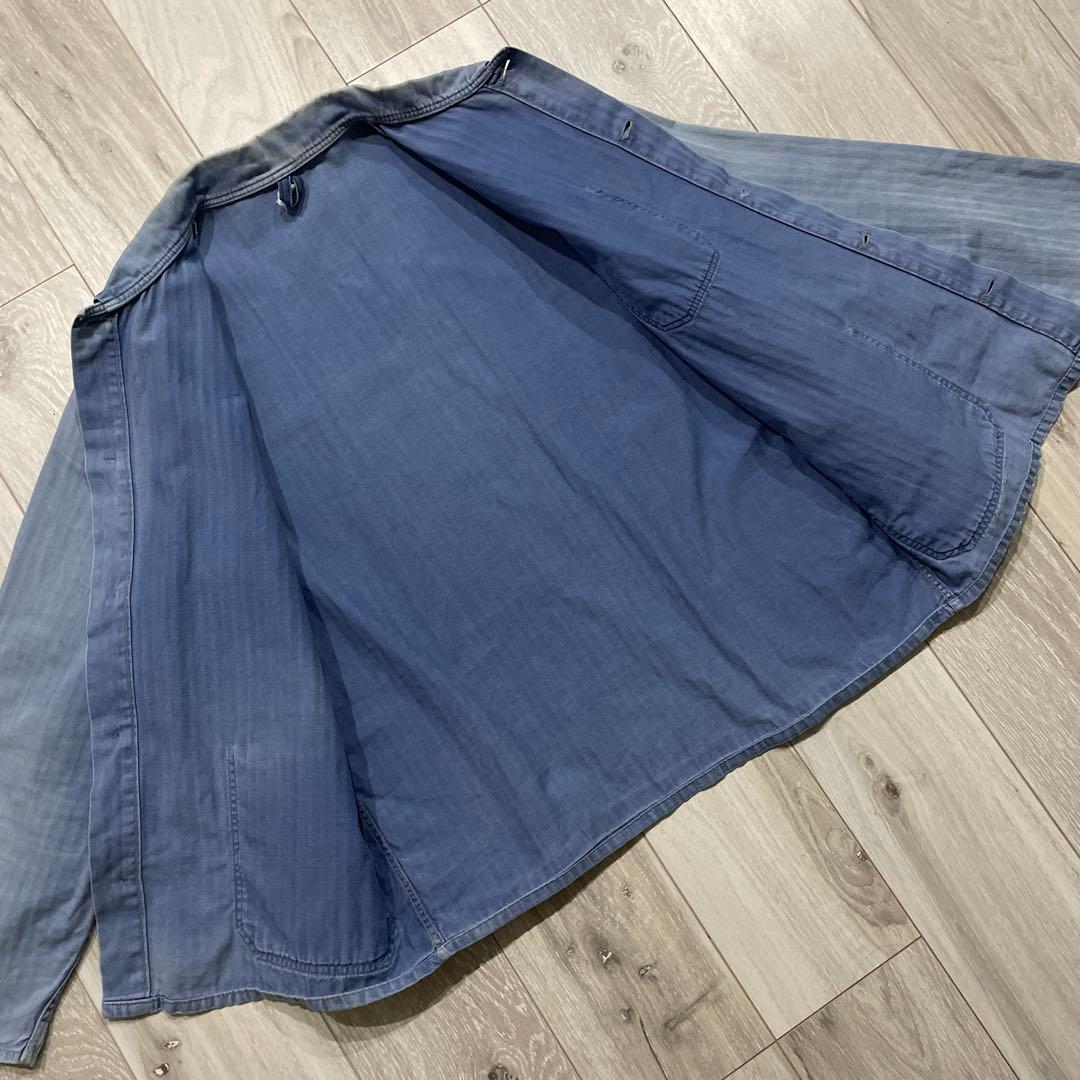 70s ユーロ HBT ワークジャケット ヘリンボーン フレンチ カバーオール