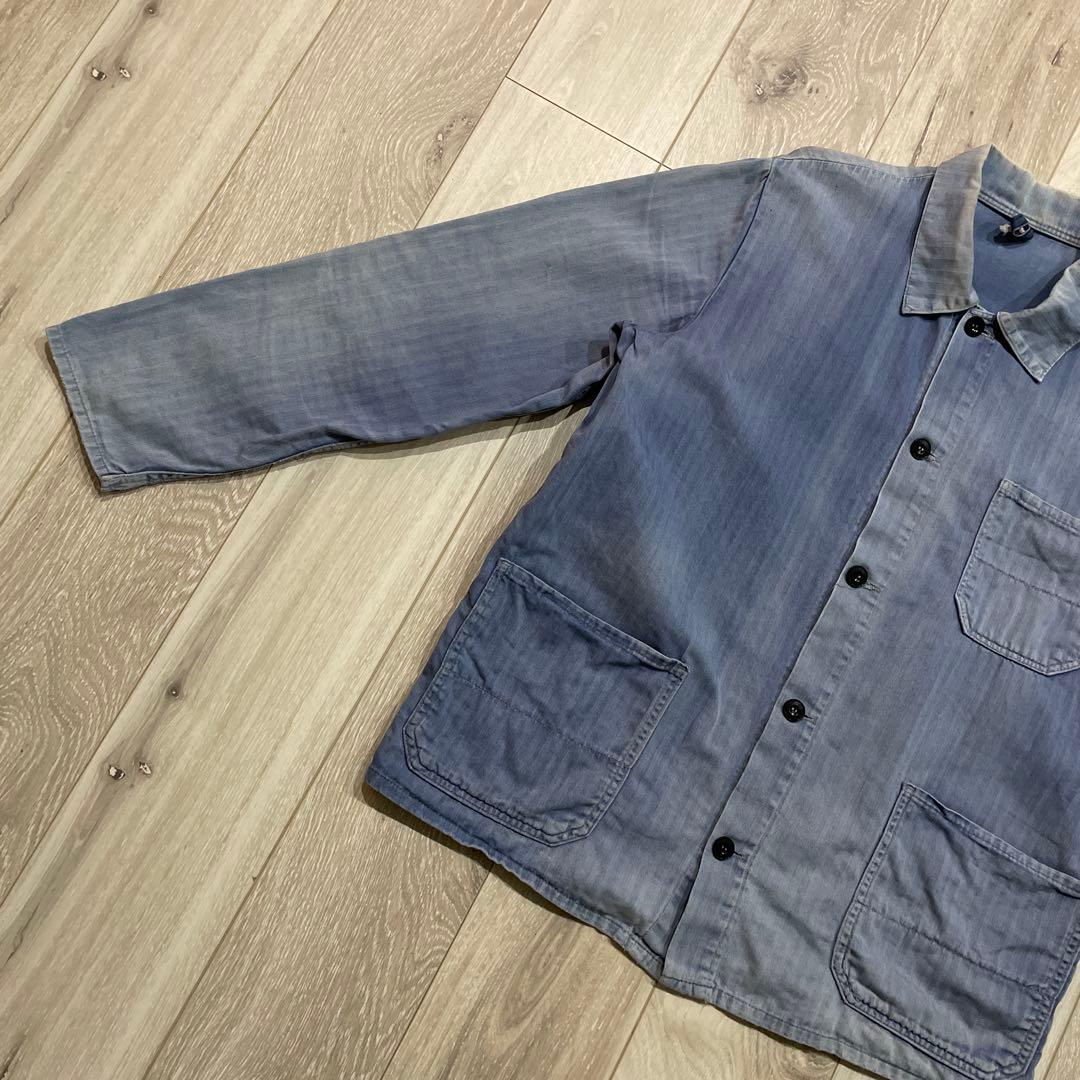 70s ユーロ HBT ワークジャケット ヘリンボーン フレンチ カバーオール