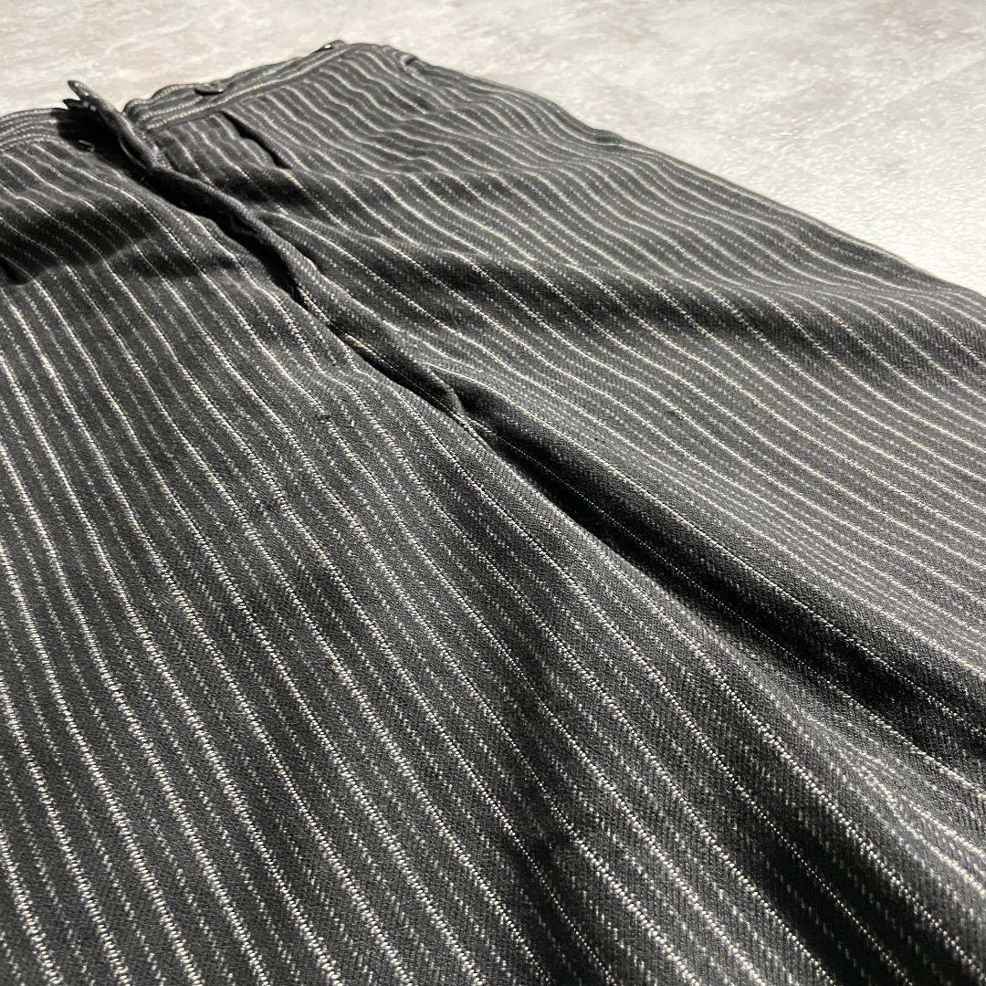 40s フレンチワーク ストライプ ブラック ワークパンツ