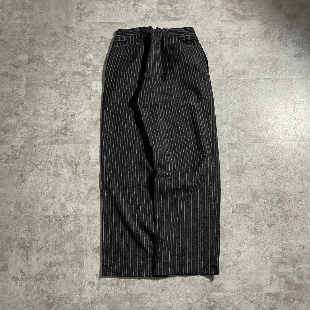 40s フレンチワーク ストライプ ブラック ワークパンツ