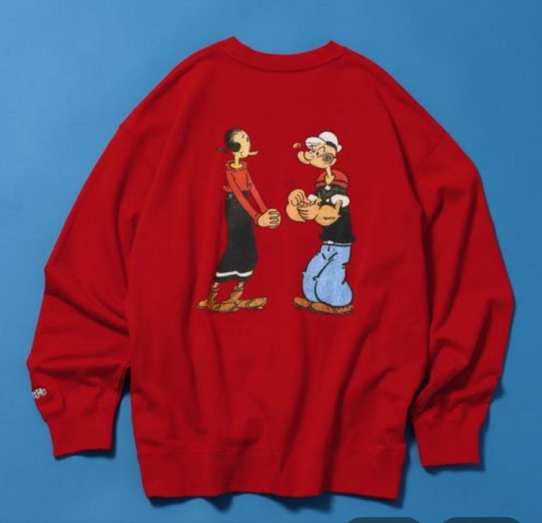 ニコアンド POPEYEスウェットトップス レッド ユニセックス