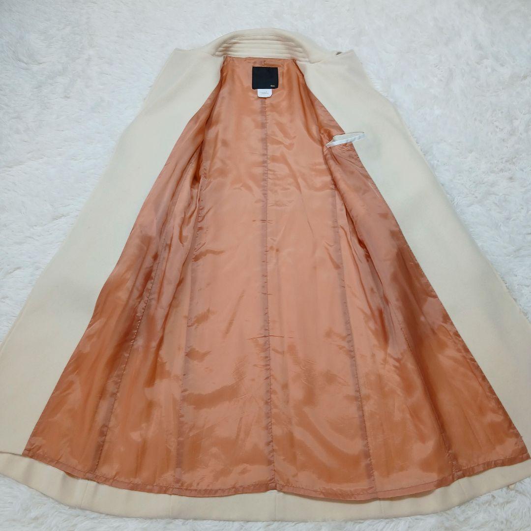 極美品　ソブ　ウールロングコート　アイボリー　ベルト付き　くるみボタン　M相当