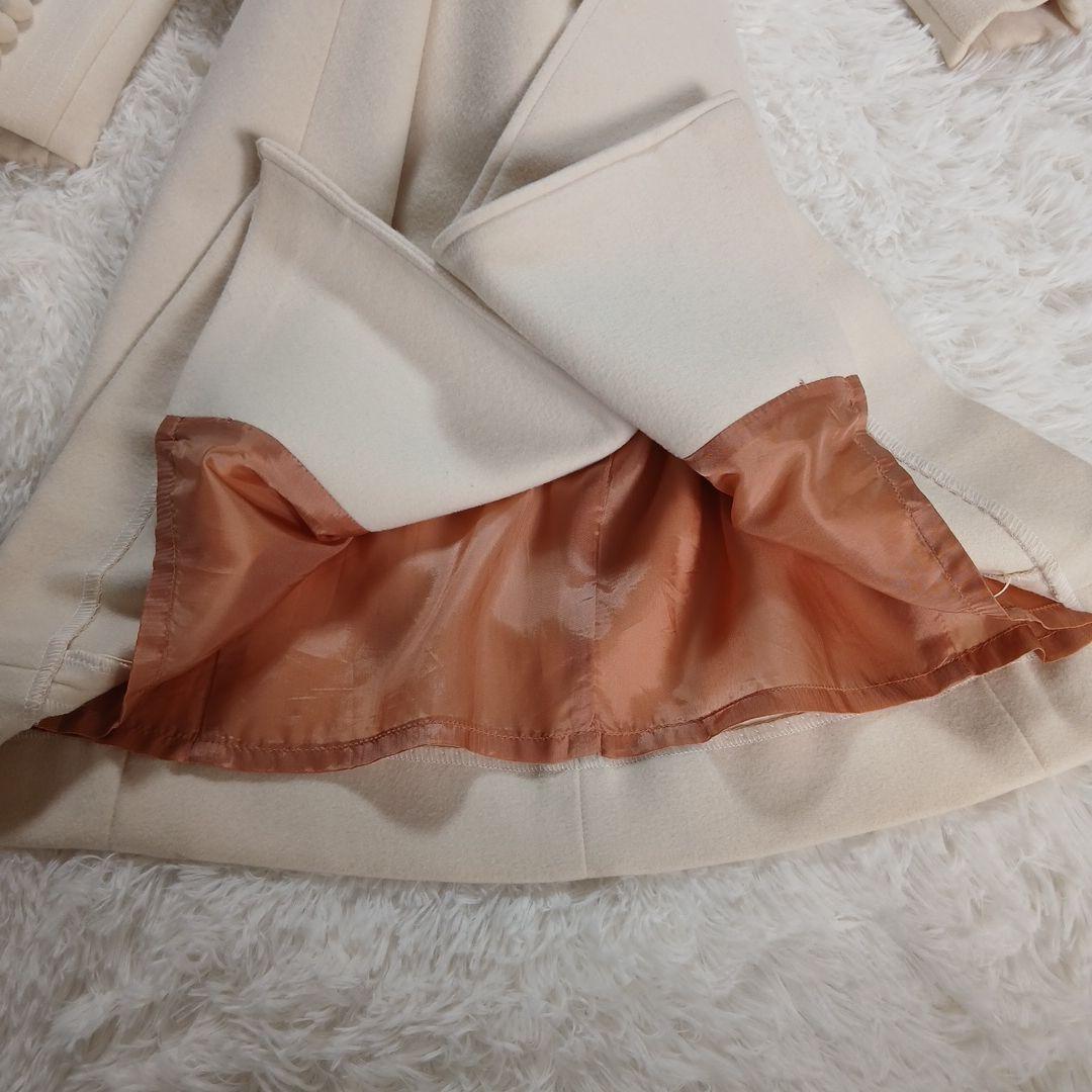 極美品　ソブ　ウールロングコート　アイボリー　ベルト付き　くるみボタン　M相当